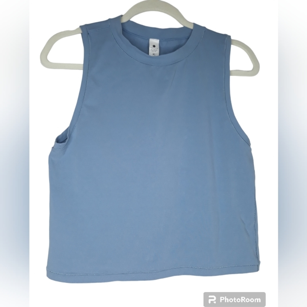 NWT Airlite Melissa Yogalicious Blue Faded Denim Color Crop Tank Top Size XL